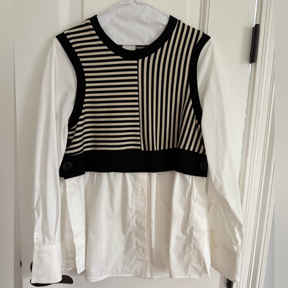 Anthropologie Maeve Striped “Twofer” Sweater